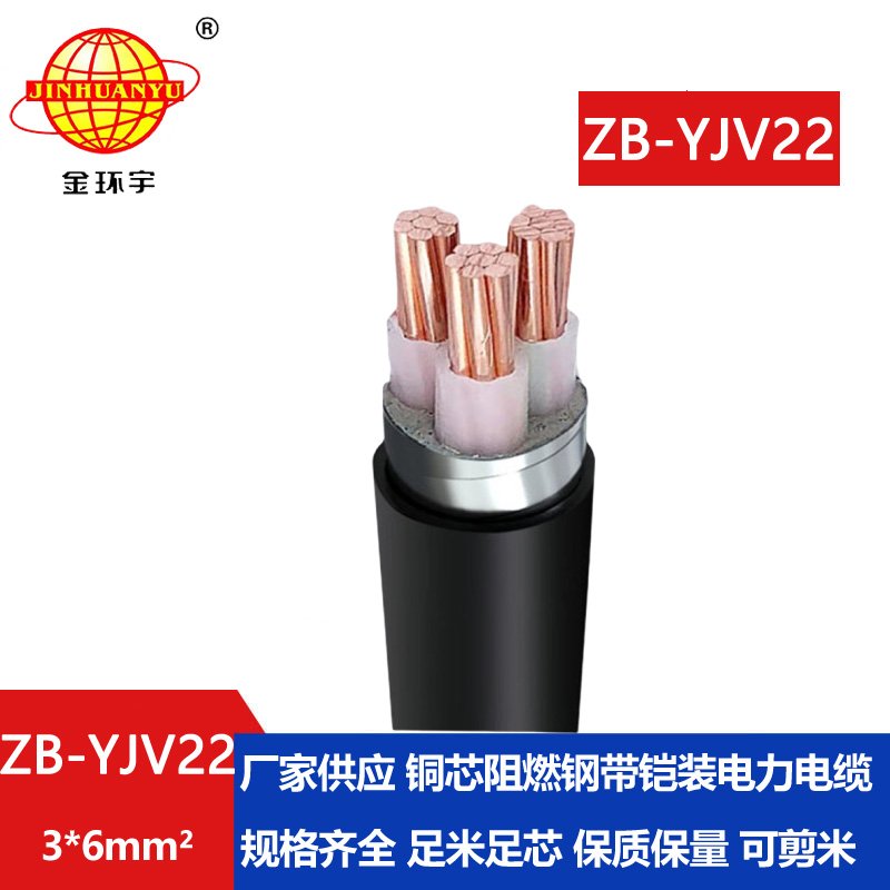 金環(huán)宇 三芯yjv22電纜鎧裝電力電纜ZB-YJV22-3X6平方